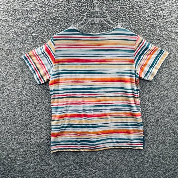 Alfred Dunner Women Top Small Blue Orange Short‎ Sleeve Pullover Shirt Pineapple - Picture 2 of 9